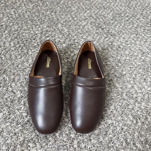 The Vermont Country Store Men\'s 9 Wide Leather Lounge Slippers Shoes Brown New main image 4